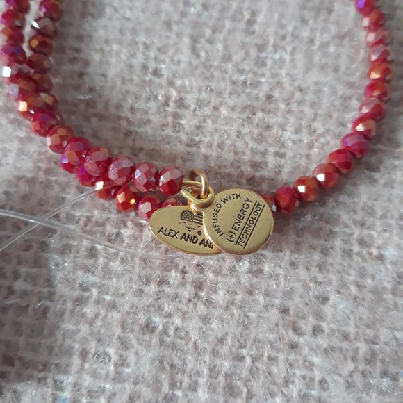 Alex and Ani Wrap Bracelet with Red Beads and Charm Tags. NWT - Picture 6 of 8